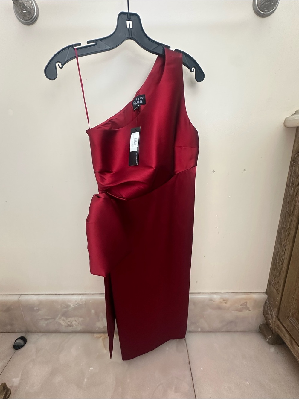 Satin  Burgundy NWT Sachin & Babi Audrey One-Shoulder Bow Cocktail Dress